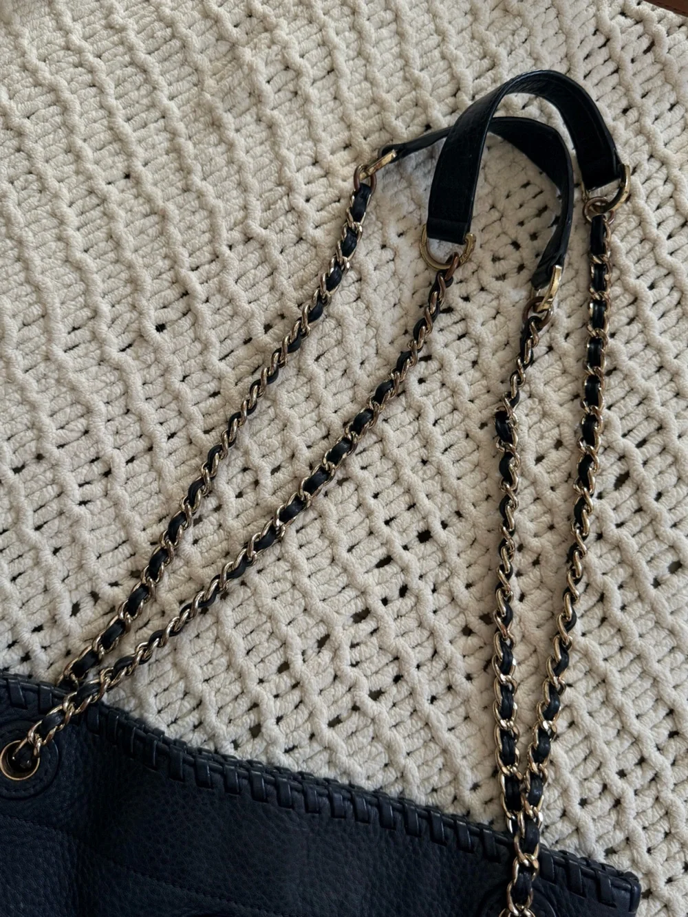 Tory Burch Black Pebbled Leather Crossbody Shoulder Bag